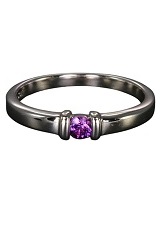 elegant lovely silver one stone amethyst birthstone baby ring